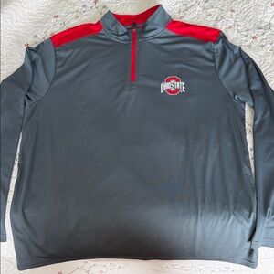 Ohio State Grey Quarter-Zip Pullover with Red Accents